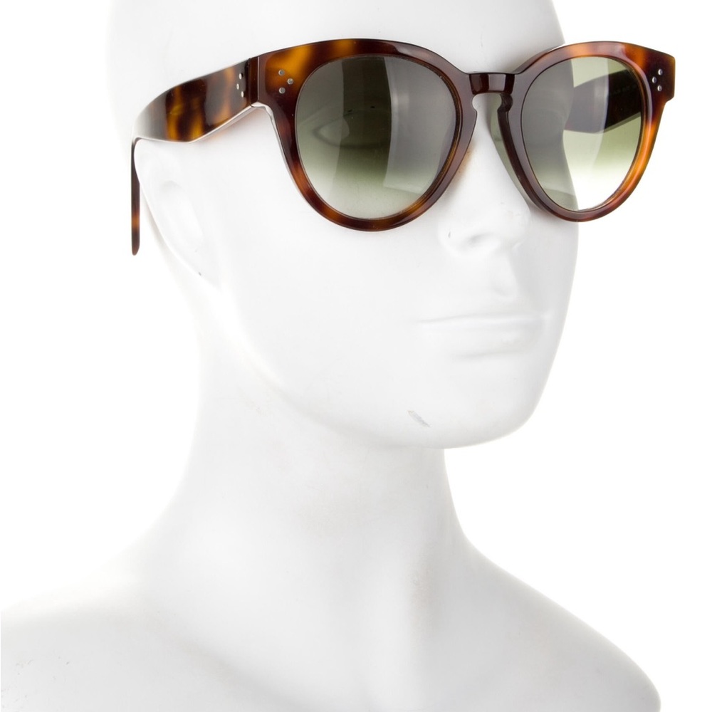 Celine Round Tortoise Gradient Sunglasses With Go… - image 1